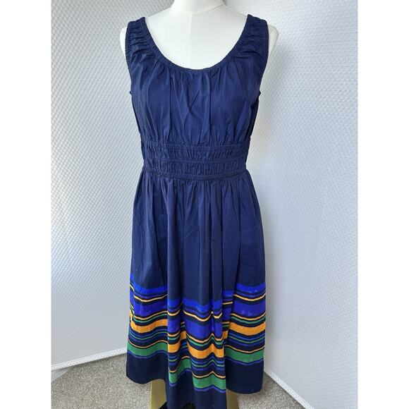 Land’s End Blue Striped Midi Dress Size Medium 10 12 - Picture 9 of 12